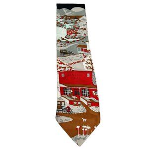 General Store Neck Tie Mens Small Town Old Car Print